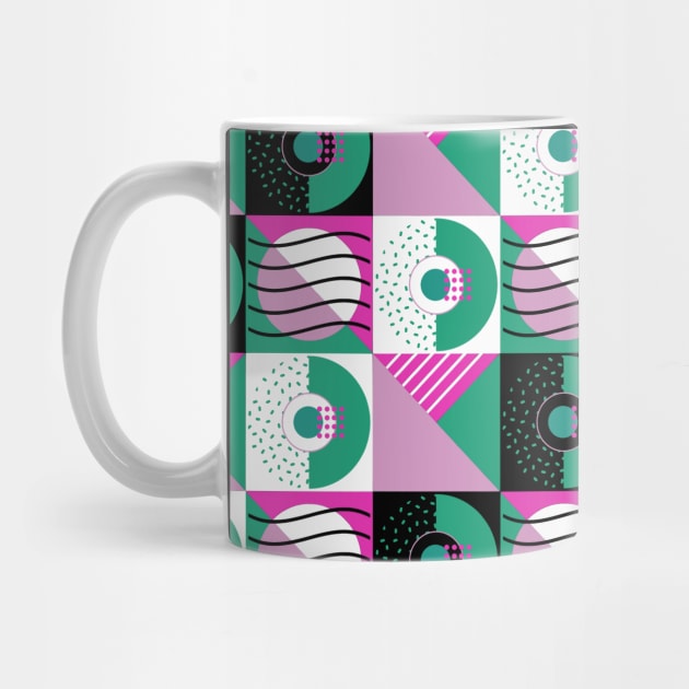 Pink 80s Memphis Geometric Abstract Checked Postmodern Pattern by BillingtonPix